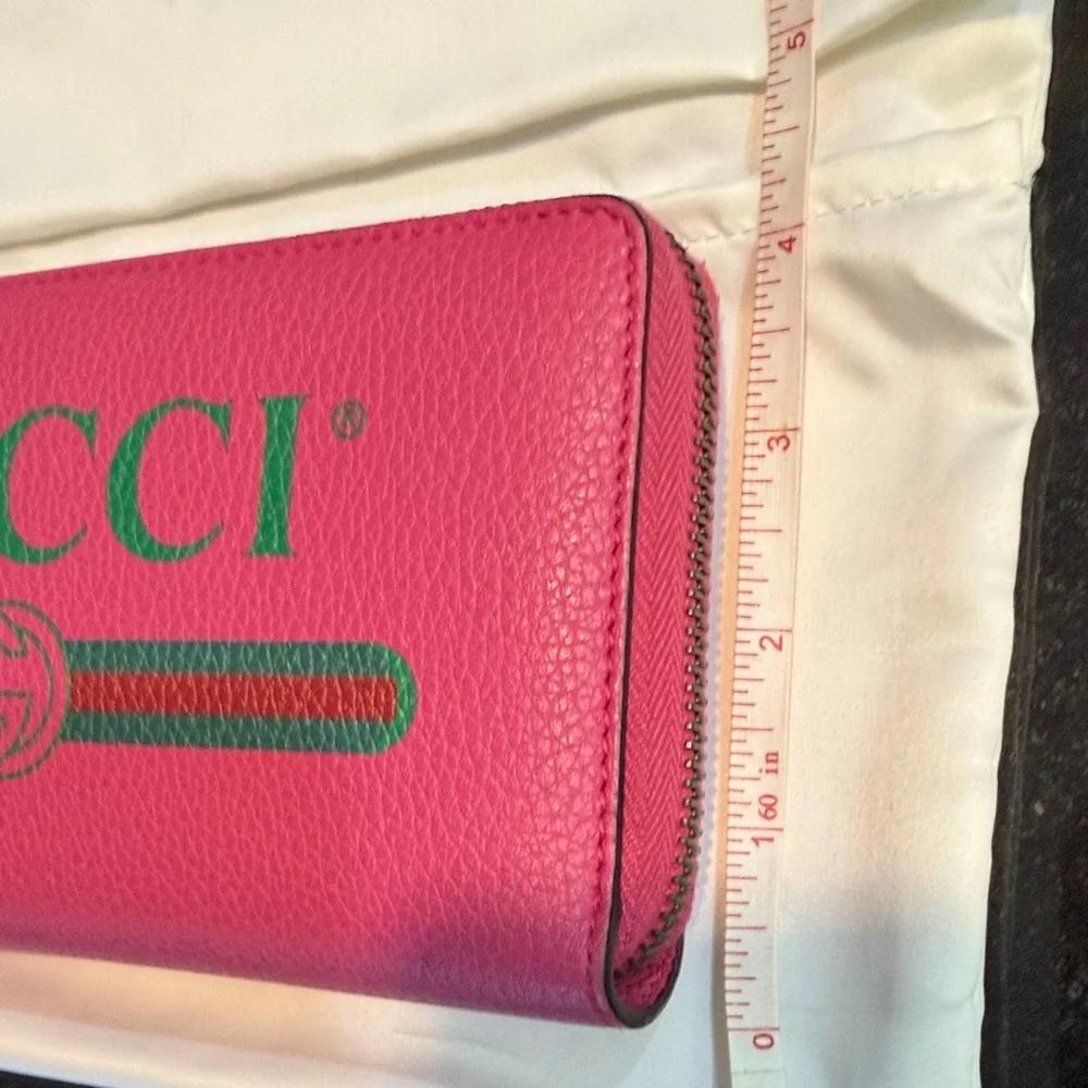 Gucci Hot Pink Leather Zip-Around Wallet with Green Logo Stripe 🩷💚❤️ - Picture 17 of 17